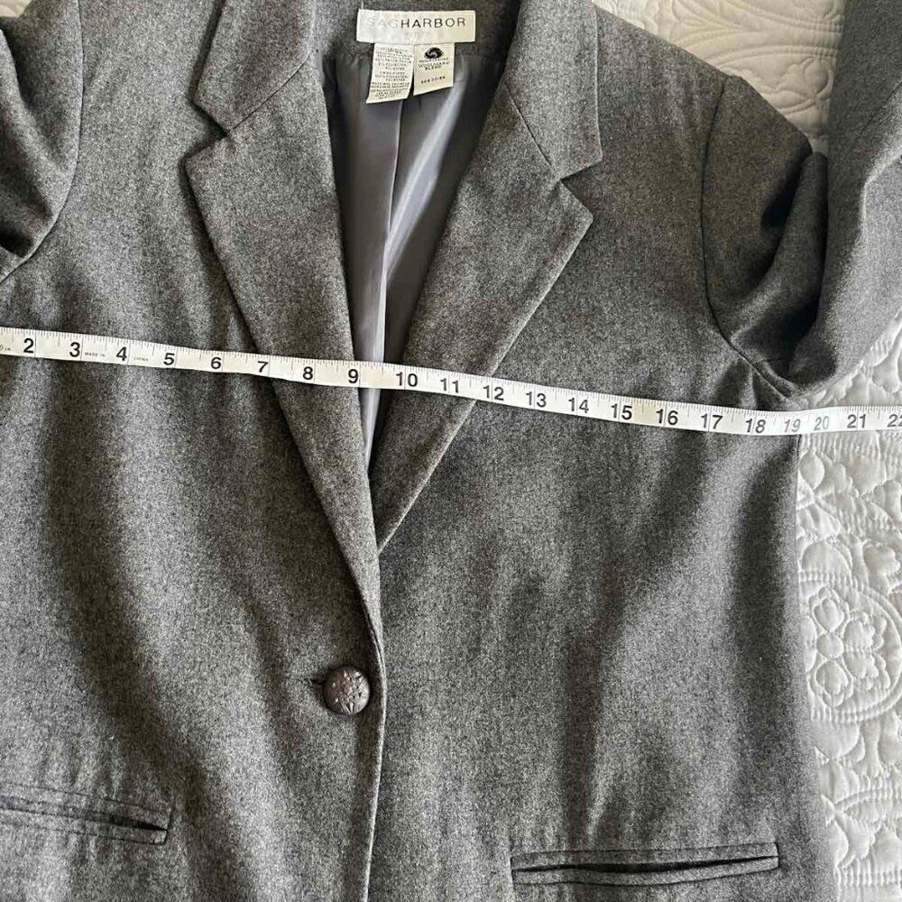 Sag Harbor Jacket Women's size 8P Grey Wool Blend Career Blazer One Button - Picture 4 of 11
